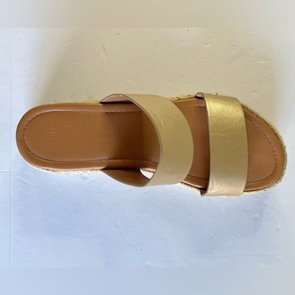 Lily Morgan Gold Espadrille Platform Sandals with Double Straps, Size 8 - Picture 4 of 10